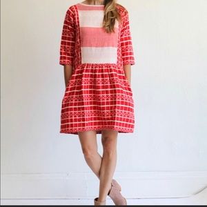 Ace & Jig gridlock S red peasant dress